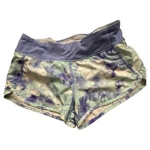 Lululemon  iviva Speed Up Running girl Shorts - Blue/Mint Marble Print Size 12